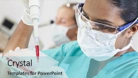  Presentation with asian doctor - Cool new slide set with science lab - female asian medical or scientific backdrop and a light blue colored foreground