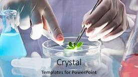  Presentation with scientific - Cool new presentation theme with science lab - hands of clinician holding steel backdrop and a light blue colored foreground