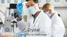  Presentation with black male female fashion - Slide deck enhanced with science lab - male and female scientists using background and a sky blue colored foreground