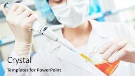  Presentation with biomaterial neuroscience science word - Slide set consisting of science laboratory work female scientific background and a sky blue colored foreground