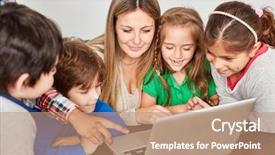  Presentation with elementary school - Cool new PPT layouts with science lessons at elementary school backdrop and a coral colored foreground