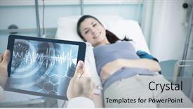  Presentation with moving patient to hospital bed - Beautiful slide deck featuring science lies - man using tablet pc backdrop and a light blue colored foreground