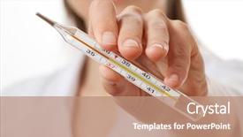  Presentation with nurse and patient holding hands - Beautiful presentation design featuring science mercury - doctor nurse holding thermometer isolated backdrop and a coral colored foreground