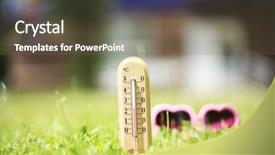  Presentation with grass - Beautiful presentation theme featuring science mercury - thermometer on grass close-up backdrop and a  colored foreground