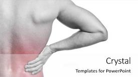  Presentation with back pain - Presentation theme featuring science muscle - man holding his back background and a white colored foreground