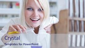  Presentation with research - Beautiful slide set featuring science nature - portrait of a female researcher backdrop and a  colored foreground