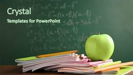  Presentation with chalkboard - Cool new slide deck with science new year - copybooks and apple on chalkboard backdrop and a tawny brown colored foreground