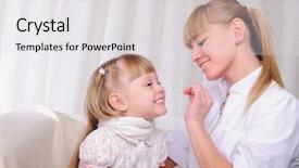  Presentation with drop - Beautiful presentation theme featuring science nose - young woman doctor is dripping backdrop and a  colored foreground