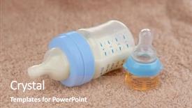  Presentation with baby bottle formula - Amazing slide deck having science nutrien - feeding bottle with baby milk backdrop and a coral colored foreground