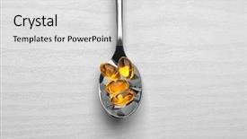  Presentation with liver - Presentation theme having science nutrien - spoon with cod liver oil background and a light gray colored foreground