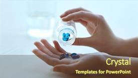  Presentation with spills - PPT theme consisting of science nutrien - woman spills blue medical capsules background and a tawny brown colored foreground