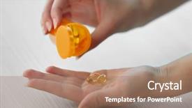  Presentation with yellow medical - Beautiful slide deck featuring science nutrien - woman spills yellow medical capsules backdrop and a coral colored foreground