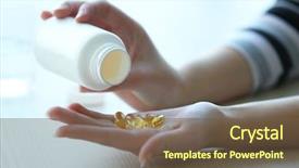  Presentation with yellow medical - Audience pleasing PPT theme consisting of science nutrien - woman spills yellow medical capsules backdrop and a tawny brown colored foreground