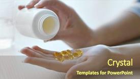  Presentation with yellow medical - Amazing slides having science nutrien - woman spills yellow medical capsules backdrop and a violet colored foreground