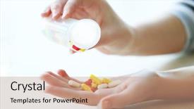  Presentation with yellow medical - Beautiful presentation theme featuring science nutrien - woman spills yellow medical capsules backdrop and a coral colored foreground
