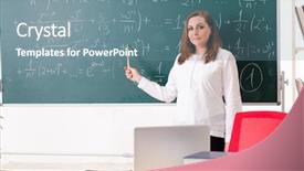  Presentation with math teacher - Slide set with female math teacher background and a seafoam green colored foreground