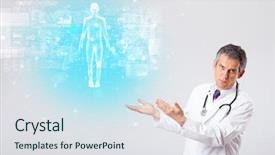  Presentation with aged map - Presentation theme having scientist with full body map background and a sky blue colored foreground