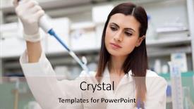  Presentation with animal testing scientist doing experiment - Amazing slide deck having science plants - female scientist doing a test backdrop and a mint green colored foreground