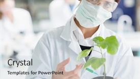  Presentation with soil science - Amazing PPT layouts having science plants - woman holding a plant while backdrop and a sky blue colored foreground