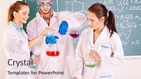  Presentation with chemistry ph - Theme enhanced with science project - group chemistry student with flask background and a lemonade colored foreground