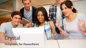  Presentation with group training - Colorful presentation enhanced with science project - group of students in computer backdrop and a lemonade colored foreground