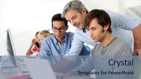  Presentation with helping - Amazing PPT theme having science project - students in class with teacher backdrop and a seafoam green colored foreground