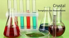  Presentation with green color - Audience pleasing theme consisting of science project - test-tubes and green leaf tested backdrop and a soft green colored foreground