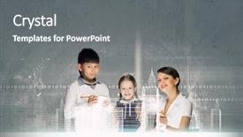  Presentation with tests - Audience pleasing presentation consisting of science project - young teacher and her pupils backdrop and a gray colored foreground