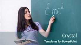  Presentation with green science - PPT theme with science related - young female teacher student background and a ocean colored foreground