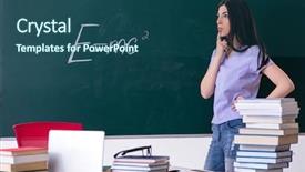  Presentation with teacher - Slide deck having science related - young female teacher student background and a ocean colored foreground