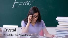  Presentation with teacher and student - Slide set featuring science related - young female teacher student background and a light blue colored foreground