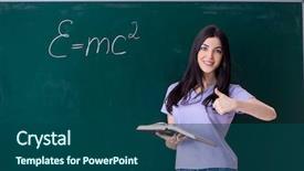  Presentation with green science - Amazing slide set having science related - young female teacher student backdrop and a ocean colored foreground