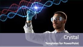  Presentation with genetic research - Amazing presentation design having science research and genetics concept backdrop and a gray colored foreground