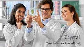  Presentation with green science - Presentation design consisting of science-research-gene-technology background and a light gray colored foreground