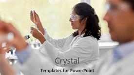  Presentation with laboratory chemical - Slides with science-research-work-and-people background and a light gray colored foreground