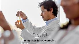  Presentation with laboratory chemical - Presentation featuring science-research-work-and-people background and a light gray colored foreground