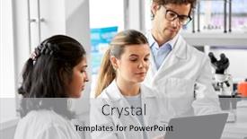  Presentation with research - PPT theme enhanced with science-research-work-and-people background and a light gray colored foreground