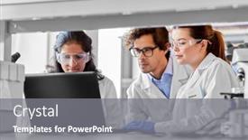  Presentation with research - Presentation design featuring science-research-work-and-people background and a gray colored foreground