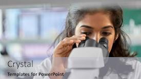  Presentation with research - Presentation theme enhanced with science-research-work-and-people background and a light gray colored foreground