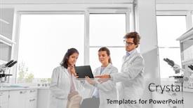  Presentation with research - Presentation theme featuring science-research-work-and-people background and a light gray colored foreground