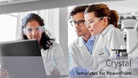  Presentation with science - Theme featuring science-research-work-and-people background and a light gray colored foreground