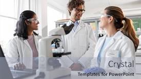  Presentation with research - Slide deck having science-research-work-and-people background and a light gray colored foreground