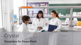  Presentation with research - Presentation theme having science-research-work-and-people background and a light gray colored foreground