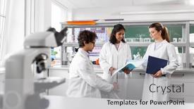  Presentation with research - Presentation theme featuring science-research-work-and-people background and a light gray colored foreground