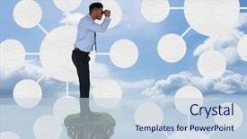  Presentation with mind maps - Presentation theme enhanced with science rocks - businessman with binoculars on floating background and a lemonade colored foreground