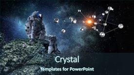  Presentation with spaceman - Beautiful presentation design featuring science rocks - spaceman on rock edge mixed backdrop and a tawny brown colored foreground