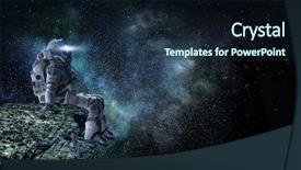  Presentation with spaceman - Slides enhanced with science rocks - spaceman on rock edge mixed background and a wine colored foreground