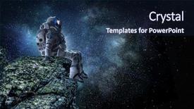  Presentation with spaceman - Amazing slide deck having science rocks - spaceman on rock edge mixed backdrop and a navy blue colored foreground