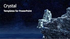  Presentation with spaceman - Beautiful presentation theme featuring science rocks - spaceman on rock edge mixed backdrop and a black colored foreground