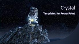  Presentation with spaceman - Slide deck with science rocks - spaceman on rock edge mixed background and a wine colored foreground